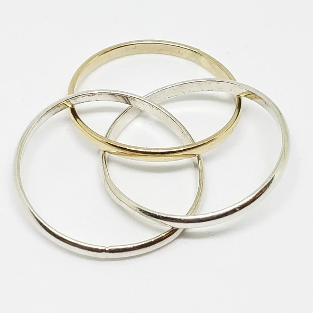 Set of 3 Sterling Silver 925 Interlocking Entwined Infinity Rings - Size 5
